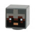 Minifigure, Head, Modified Cube with Pixelated Reddish Brown Face, Black Eyes and Beard, Nougat Mouth and Silver Armor Pattern (Minecraft Netherite Knight) : {тъмно каменно сив}