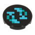 Tile, Round 2 x 2 with Bottom Stud Holder with Pixelated Medium Azure and Dark Turquoise Shapes and Squares Pattern (Minecraft Sculk Shrieker) : {черен}