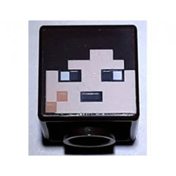 Minifigure, Head, Modified Cube with Pixelated Light Nougat Face and Nougat Cheek Scar Pattern (Minecraft End Warrior): {тъмно кафяв}