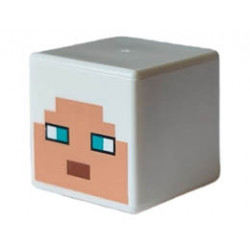 Minifigure, Head, Modified Cube with Pixelated Nougat Face, Dark Turquoise Eyes and Reddish Brown Mouth Pattern (Minecraft Guardian Warrior) : {бял}
