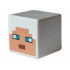 Minifigure, Head, Modified Cube with Pixelated Nougat Face, Dark Turquoise Eyes and Reddish Brown Mouth Pattern (Minecraft Guardian Warrior) : {бял}