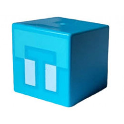 Minifigure, Head, Modified Small Cube with White Eyes and Medium Azure Forehead Pattern (Minecraft Allay): {тъмно небесносин}