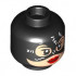 Minifigure, Head Female Balaclava, White Stitching, Light Nougat Face, Red Lips Pattern - Vented Stud: {черен}