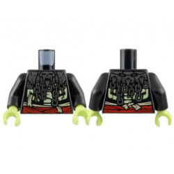 Torso Silver Skull Mantle and Chains, Yellowish Green Ribcage, Red Sash Pattern / Black Arms / Yellowish Green Hands: {черен}