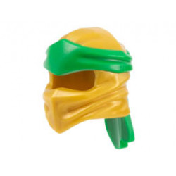 Minifigure, Headgear Ninjago Wrap Type 4 with Molded Green Headband Pattern: {топло златист}