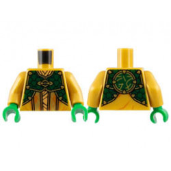 Torso Robe with Dark Orange Trim, Dark Green Mantle, Core Logo on Back Pattern / Pearl Gold Arms / Green Hands: {топло златист}