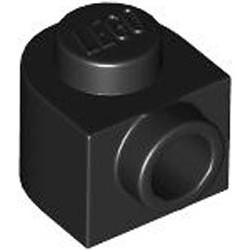 Brick, Round 1 x 1 x 2/3 Half Circle Extended with Side Stud: {черен}