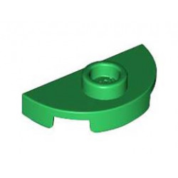 PLATE 1X2, 1/2 CIRCLE, W/ 1 KNOB: {тъмно зелен}