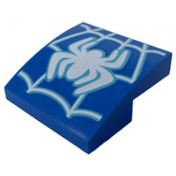 Slope, Curved 2 x 2 x 2/3 with White Spider and Web Pattern: {ярко син}