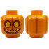 Minifigure, Head Pumpkin Jack O Lantern with Yellow Eyes and Mouth and Dark Orange Vertical Lines Pattern - Hollow Stud: {ярко оранжев}