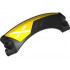 Technic, Panel Car Mudguard Arched #42 9 x 2 x 3 Rounded Top with Pearl Dark Gray Air Vents and White X on Yellow Background Pattern Model Left Side : {черен}