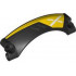 Technic, Panel Car Mudguard Arched #42 9 x 2 x 3 Rounded Top with Pearl Dark Gray Air Vents and White X on Yellow Background Pattern Model Right Side : {черен}