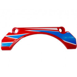 Technic, Panel Car Mudguard Arched 9 x 2 x 3 Straight Top with Blue and White Racing Stripes and Triangles Pattern: {ярко червен}