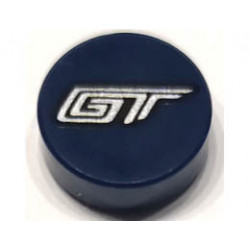 Tile, Round 1 x 1 with Silver GT Pattern: {земно син}