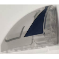 Technic, Panel Curved 5 x 3 x 2 Corner Quarter Ellipse, Right with Dark Blue Edge and Silver Lines Pattern: {прозрачен}