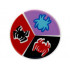 Tile, Round 2 x 2 with Bottom Stud Holder with Red, Black, and Medium Azure Spiders on Black, Red, and Medium Lavender Background Pattern : {бял}