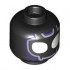 Minifigure, Head Alien Mask with White Eyes and Silver and Dark Purple Outlines Pattern - Hollow Stud: {черен}