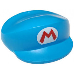 Large Figure Headgear, Super Mario Cap with Red Capital Letter M on White Oval Pattern (Ice Mario): {тъмно небесносин}