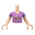 Torso Mini Doll Girl Medium Lavender Top with Bright Light Yellow Guitar Pattern, Light Nougat Arms with Hands with Medium Lavender Short Sleeves : {светло нуга}