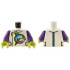 Torso Jacket with Dark Turquoise and Bright Light Blue Dolphin, Side Zipper, Straps, and Stripe Pattern / Dark Purple Arms / Lime Hands : {бял}