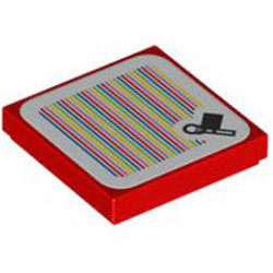 Tile 2 x 2 with Groove with Super Mario Scanner Code Bowser Flag Pattern (Sticker) - Set 71418: {ярко червен}