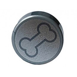 Tile, Round 1 x 1 with Dark Bluish Gray Outlined Bone on Metallic Silver Background Pattern: {сребърно метален}