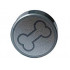 Tile, Round 1 x 1 with Dark Bluish Gray Outlined Bone on Metallic Silver Background Pattern: {сребърно метален}