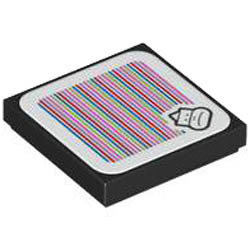 Tile 2 x 2 with Groove with Super Mario Scanner Code Sumo Bro Pattern (Sticker) - Set 71413: {черен}