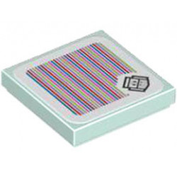 Tile 2 x 2 with Groove with Super Mario Scanner Code Ice Bro Pattern (Sticker) - Set 71413: {аквамарин}