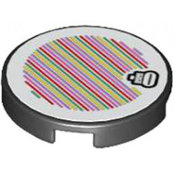 Tile, Round 2 x 2 with Bottom Stud Holder with Super Mario Scanner Code Spike Pattern (Sticker) - Set 71413: {черен}
