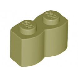 Brick, Modified 1 x 2 with Log Profile: {маслинено зелен}