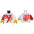 Torso Robe with Red Trim, Lines, and Ninjago Logogram DOJO over Tan Shirt, Core Logo on Back Pattern / White Arm Left / Red Arm Right / Yellow Hands : {бял}