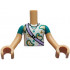Torso Mini Doll Boy White Shirt, Gold Symbols, Lavender Shoulder Bag Pattern, Medium Tan Arms with Hands with Dark Turquoise Short Sleeves : {умерен тан}