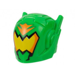 Minifigure, Headgear Helmet with Ear Antennas with Orange and Yellow Visor Pattern: {ярко зелен}