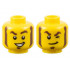 Minifigure, Head Dual Sided Thick Dark Brown Eyebrows, Mutton Chops, and Soul Patch, Lopsided Open Mouth Smile with Teeth / Lopsided Grin and Wink Pattern - Hollow Stud : {ярко жълт}