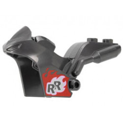 Motorcycle Fairing, Stuntz Sport Bike Tapered Front with RR in Silver Flames and Red and Blue Flame on Opposite Sides Pattern: {титаниево метален}