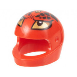 Minifigure, Headgear Helmet Motorcycle (Standard) with Gold Eyes and Horns, Black Scales Pattern: {ярко червен}