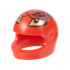 Minifigure, Headgear Helmet Motorcycle (Standard) with Gold Eyes and Horns, Black Scales Pattern: {ярко червен}