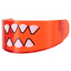 Minifigure, Visor Standard with Sharp White Teeth Pattern: {прозрачно червен}