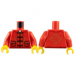 Torso Tang Jacket with Laces, Gold Circles in Diamond, 2 Pockets Pattern / Red Arms / Yellow Hands: {ярко червен}
