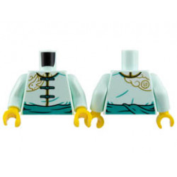 Torso Tang Jacket, Dark Turquoise Laces and Sash, Gold Trim, Rabbit, and Cloud Pattern / Light Aqua Arms / Yellow Hands: {аквамарин}