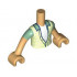 Torso Mini Doll Boy Yellowish Green Shirt with Sand Green Collar over White Undershirt Pattern, Medium Tan Arms with Hands with Sand Green Short Sleeves : {умерен тан}