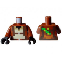 Torso Pixelated Black, Dark Tan, Tan and Dark Brown Vest over Shirt with Silver Zipper, Bamboo on Back Pattern / Reddish Brown Arms / Black Hands : {червеникаво-кафяв}