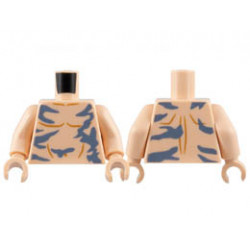 Torso Bare Chest, Medium Nougat Contours, Sand Blue Paint Splotches Pattern / Light Nougat Arms / Light Nougat Hands: {светло нуга}