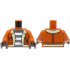 Torso Jacket with Tan Fur Lining and Copper Zippers over Dark Bluish Gray Shirt with White Prison Stripes Pattern / Dark Orange Arms / Dark Brown Hands : {тъмно оранжев}
