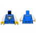 Torso Female Vest with Metallic Light Blue Wide Lapels, Bow Tie, and Filigree over White Striped Shirt Pattern / White Arms / Yellow Hands : {ярко син}