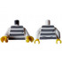 Torso Town Prisoner, Dark Bluish Gray Stripes, Black Collar and Wrinkles Pattern / White Arms / Yellow Hands: {бял}