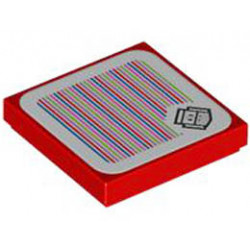 Tile 2 x 2 with Groove with Super Mario Scanner Code Fire Bro Pattern (Sticker) - Set 71416: {ярко червен}