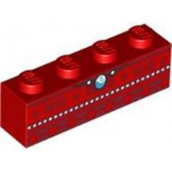 Brick 1 x 4 with Dark Red Shapes, White Dots, and Heart of Te Fiti Necklace Pattern (BrickHeadz Moana Chest): {ярко червен}