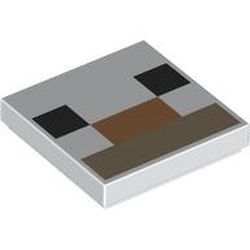 Tile 2 x 2 with Groove with Black Squares, Medium Nougat and Dark Tan Rectangles Pattern (BrickHeadz Minecraft Alpaca / Llama Nose and Mouth) : {бял}